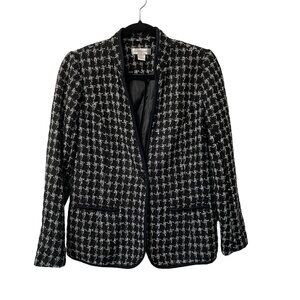 CHRISTOPHER & BANKS BLAZER JACKET BUTTON FRONT BLACK & WHITE WOMENS S CAREER